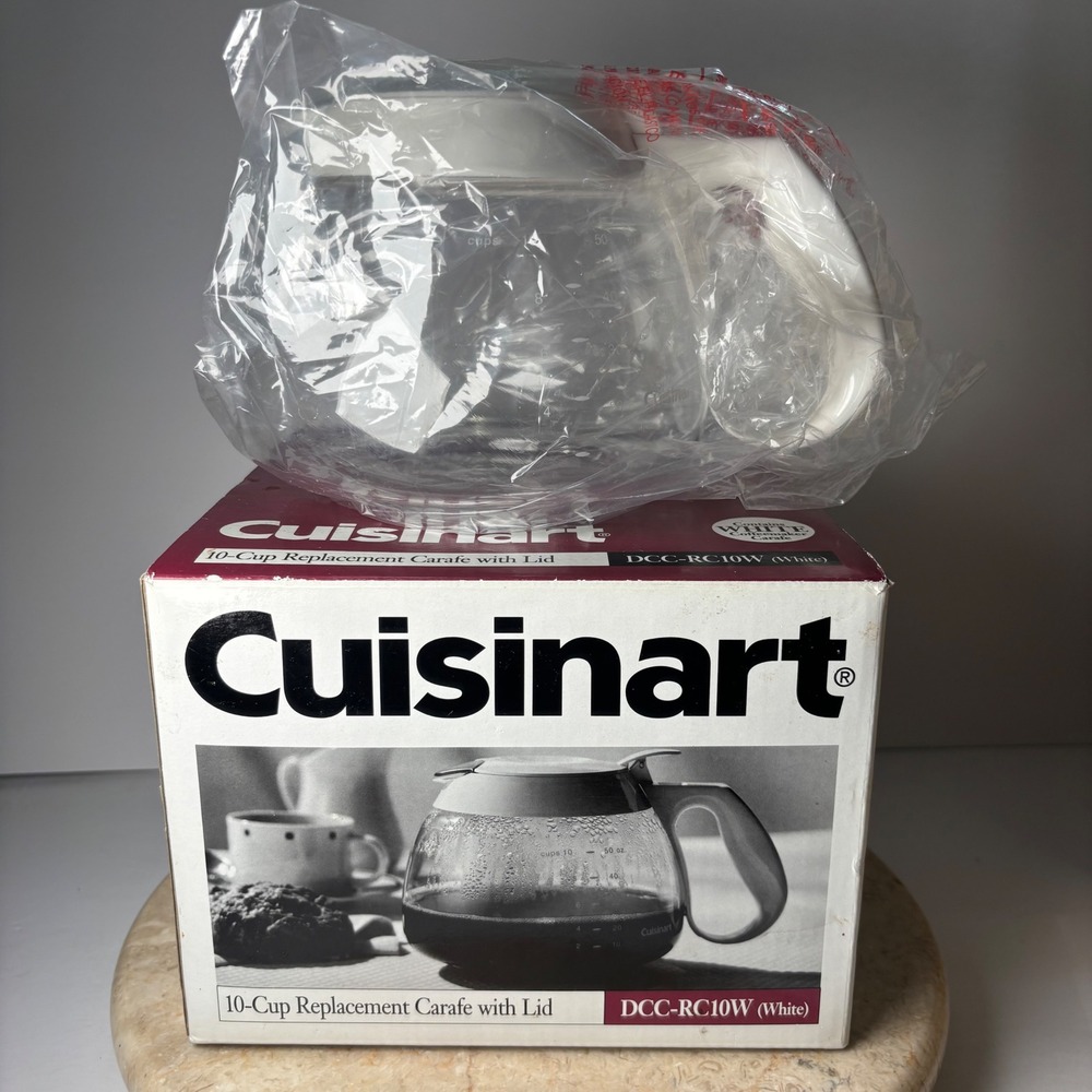 Cuisinart Replacement Coffee Carafe 10-Cup White‎ DCC-RC10W Glass with Lid NIB
